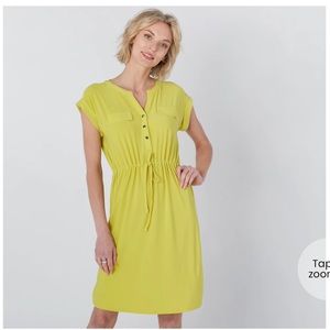 Nina Leonard Half Placket Shirt Dress Size S in Chartreuse